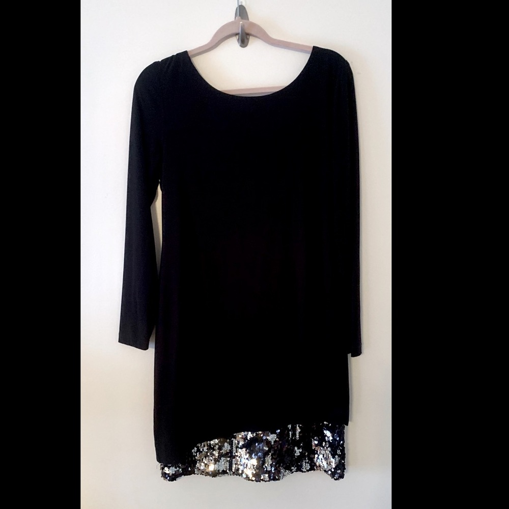 Betsy & Adam Long Sleeve Black Dress